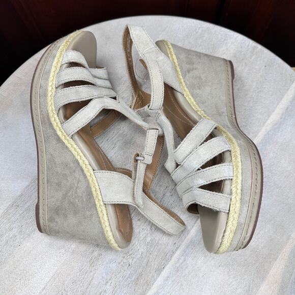 Clarks Zia Reign Womens Sandals Size 10 Strappy Open Toe Tan Wedge Espadrilles - Picture 11 of 12